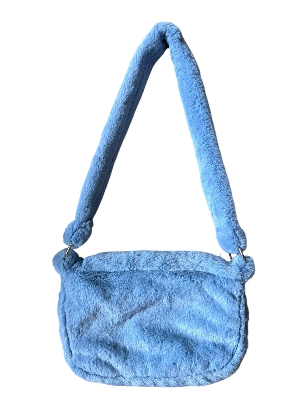 Lolita Jade Frankie Messenger Bag Sky Blue Soft Faux Fur Shoulder Purse NWOT